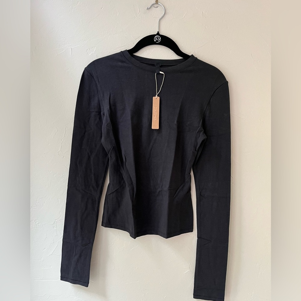 🖤SKIMS COTTON JERSEY LONG SLEEVE T-SHIRT IN SOOT XXS XS S M L